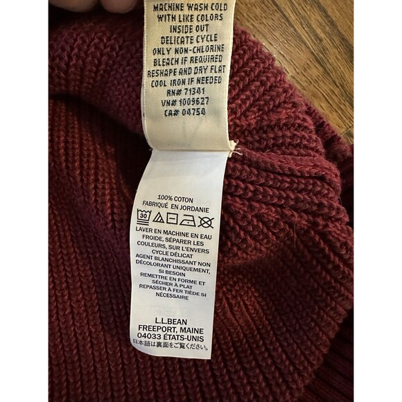 LL Bean Pullover Sweater Womens Sz Small Burgundy Chunky Knit V-Neck Casual EUC - Picture 6 of 7